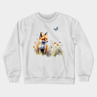 Fox in a Meadow Crewneck Sweatshirt